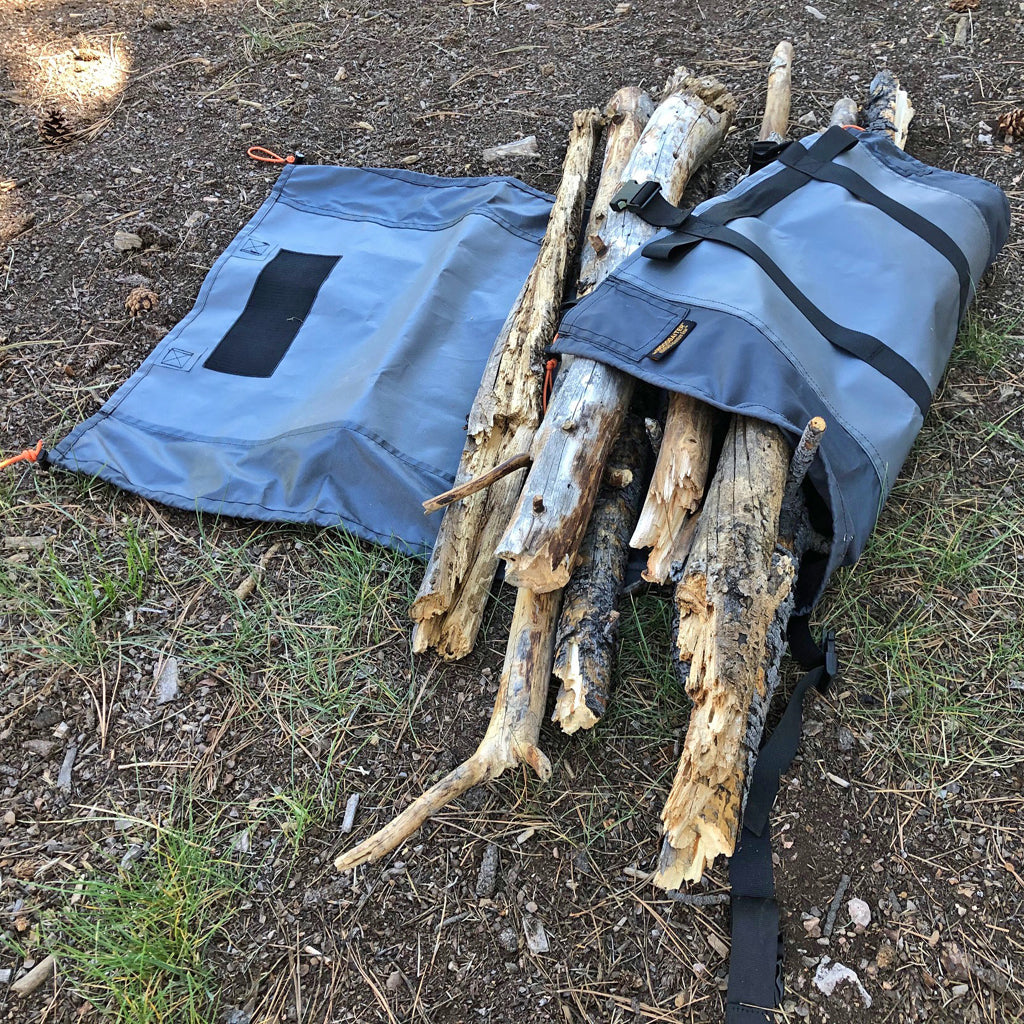 Whether you're camping, surfing at the beach, or traveling in an RV, a campfire can be essential to enjoying the great outdoors, but hauling firewood is messy.  The WoodGaiter is weatherproof, keeping the contents dry, secure and the mess contained.  Outdoor firewood sling, bag, tote.